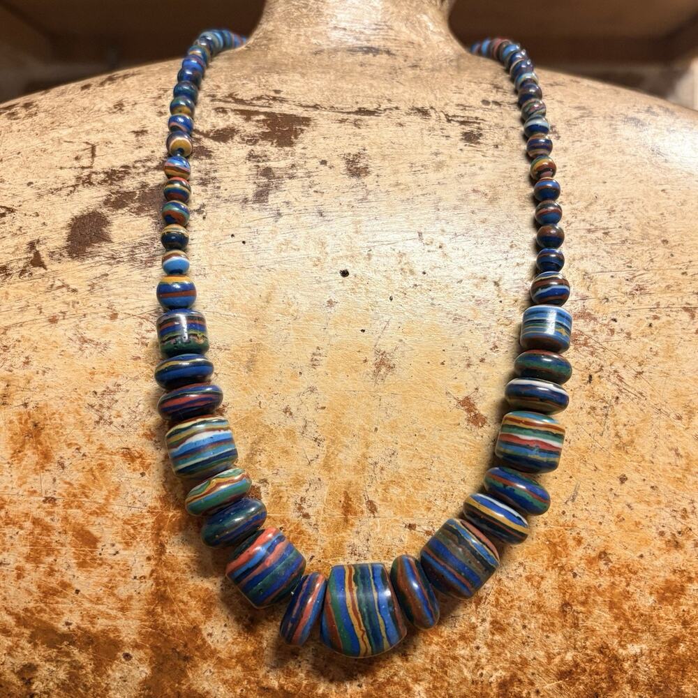 Jay King Rainbow Calsilica Necklace Multi Color and Shape 18-21 Inches DTR